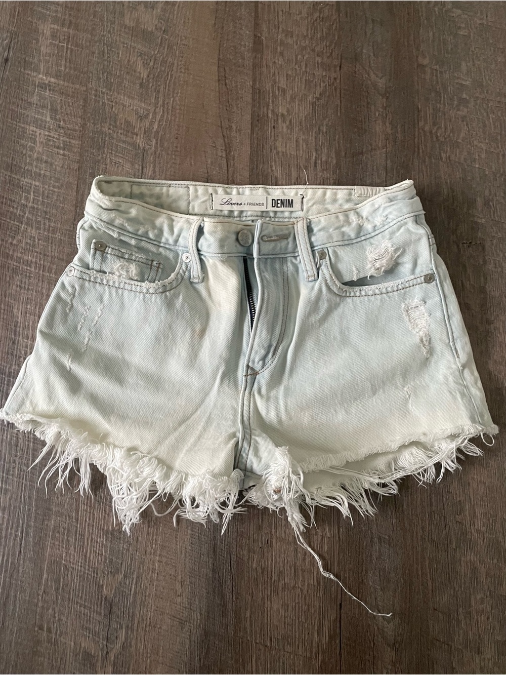 25 - white wash cut off jean shorts